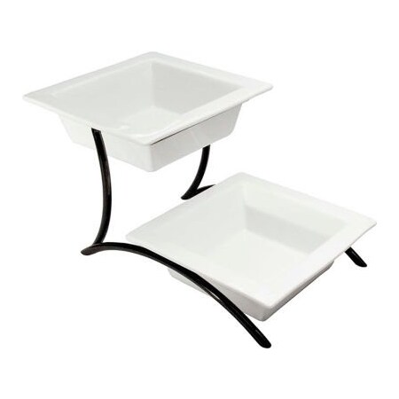 Cal-Mil Cal-Mil Prestige Porcelain 2 Tier Curved Metal Display 10"W x 17"D x 9"H Black PP302-13